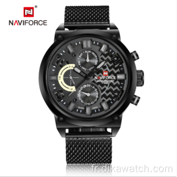 NAVIFORCE 9068 Montre de sport étanche pour hommes Montres-bracelets multifonctions à quartz pour étudiants